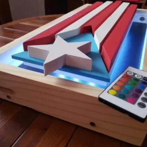 Bandera de PR Tradicional 3D/Leds (22"x11")