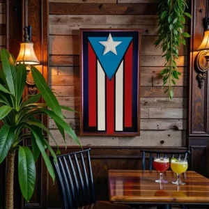 Bandera de Puerto Rico tradicional 3D/Leds 2.5 pies